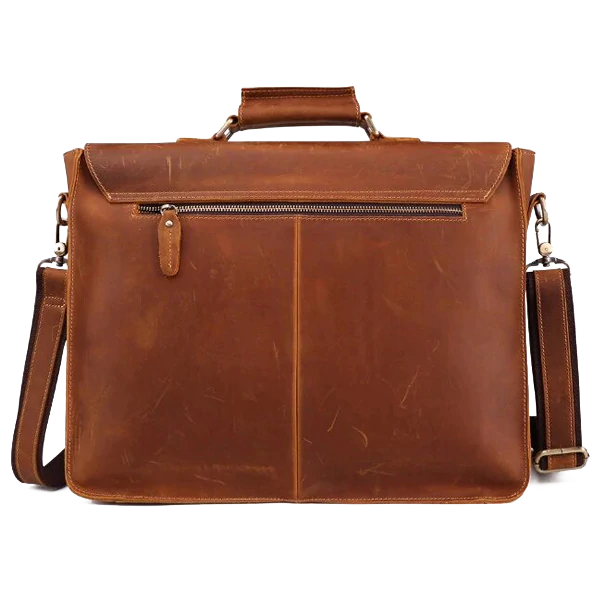 Top Grain Genuine Leather Mens Briefcase Business Messenger Bag Laptop Crossbody Shoulder Bag