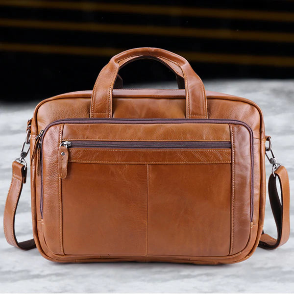 Full Grain Leather Briefcase 17 Inch Laptop Bags Leather Messenger Bags Natural Leather Shoulder Bag