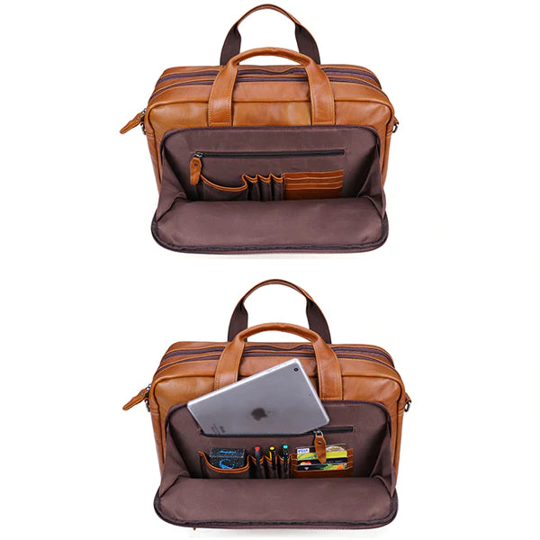 Full Grain Leather Briefcase 17 Inch Laptop Bags Leather Messenger Bags Natural Leather Shoulder Bag