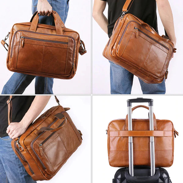 Full Grain Leather Briefcase 17 Inch Laptop Bags Leather Messenger Bags Natural Leather Shoulder Bag