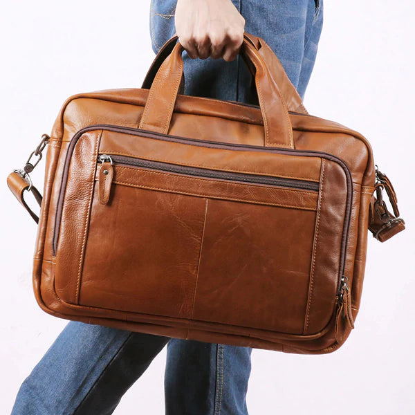 Full Grain Leather Briefcase 17 Inch Laptop Bags Leather Messenger Bags Natural Leather Shoulder Bag