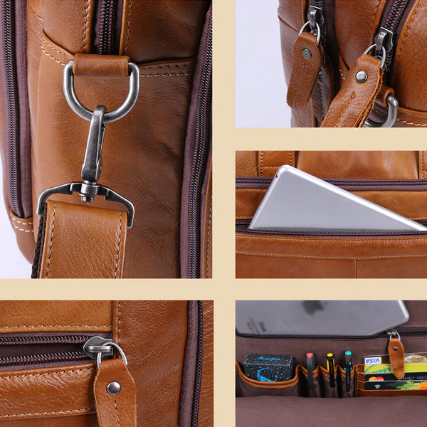 Full Grain Leather Briefcase 17 Inch Laptop Bags Leather Messenger Bags Natural Leather Shoulder Bag